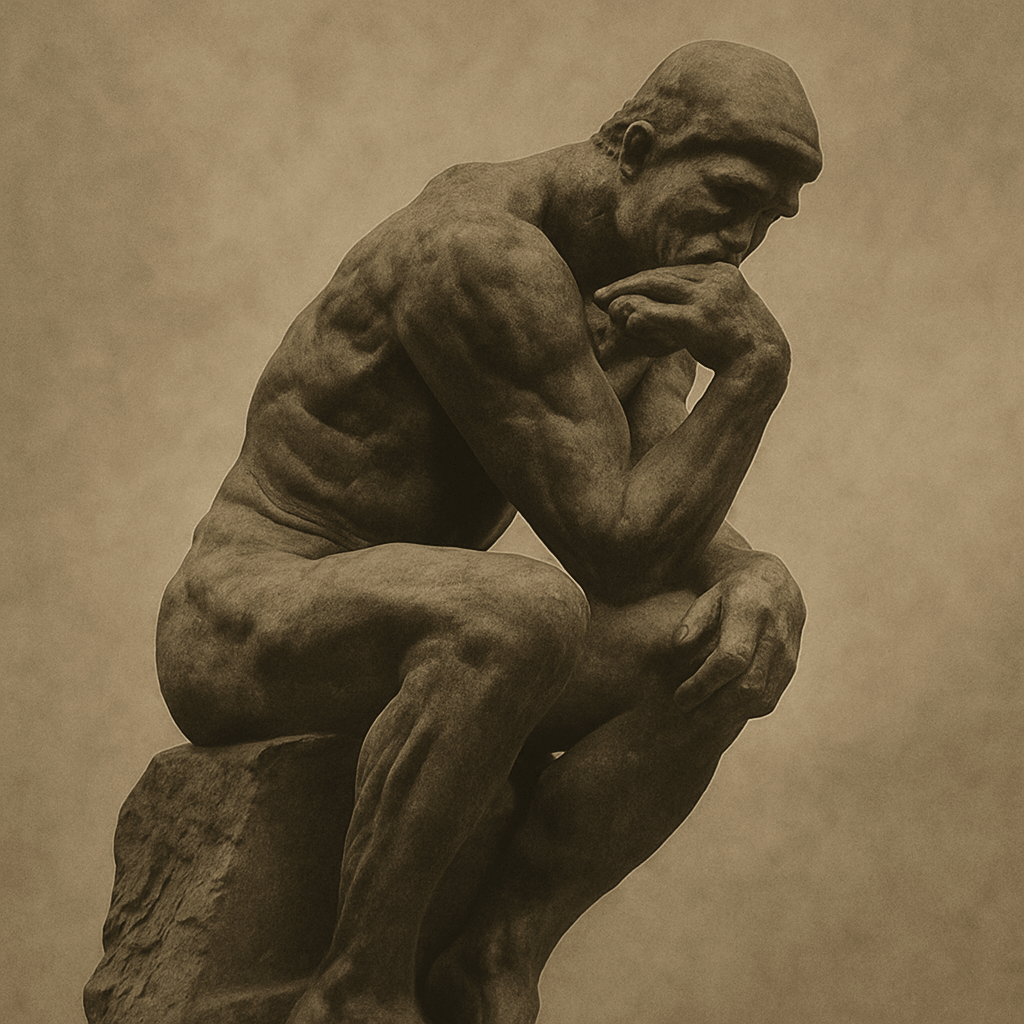 Contemplative statue representing philosophical thinking
